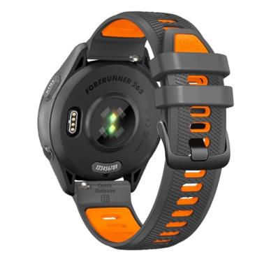 Imagem de Pulseira de relógio de liberação rápida de 22 mm para Garmin Forerunner 265/Forerunner 255/Vivoactive 4/Venu 3/Venu 2 - pulseira de silicone macio de substituição (cinza/laranja)