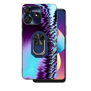 Imagem de DAMONDY Capa para BLU G64L com suporte, design de onda 3D, capa de telefone com suporte de anel fofo para homens e meninos, capa completa de TPU macio à prova de choque para BLU G64L - roxo