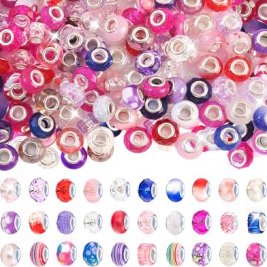 Imagem de Exway Contas espaçadoras europeias de grandes orifícios, 150 peças de varinhas de fadas com furo grande, contas de jardim para decoração de estacas, contas de murano, contas de cristal para bricolage