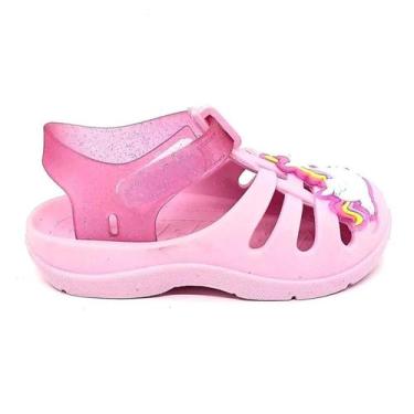 Imagem de Sandália Babuche Luelua Unicórnio Calce Fácil Infantil Rosa Glitter, 2