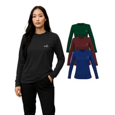 Imagem de Kit Com 3 Manga Longa Proteção Uv Feminina Cores Sortidas - Wju Jeans,