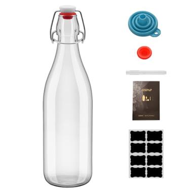 Imagem de 1 garrafa de vidro de 750 ml com tampa hermética para fermentação, kombucha, hidromel, extrato de baunilha, coquito, vinagre, cerveja, kefi, vinho, refrigerante, suco, para fabricação caseira