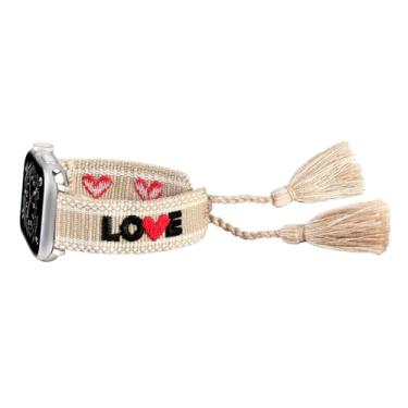 Imagem de Wingoden Pulseira feminina Boho compatível com Apple Watch séries 10, 9, 8, 7, 6, 5, 4, 3, 2 e 1 SE, Ultra 2 de 42 mm, 44 mm, 45 mm, 46 mm, 49 mm, bege