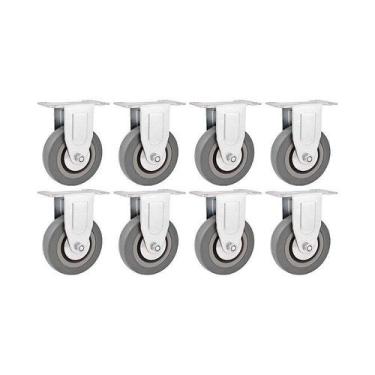 Imagem de Kit 8 un rodízio roda fixo borracha pvc cinza 4" 101mm - VONDER