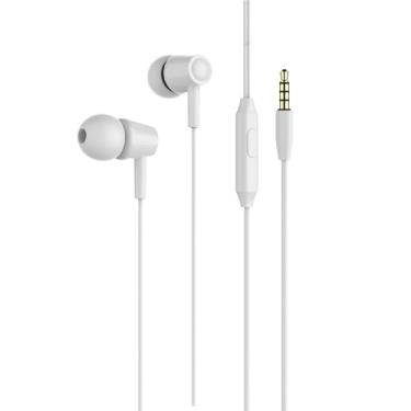 Imagem de Fones de ouvido esportivos minimalistas com fio, fones de ouvido brancos e leves para ouvir música