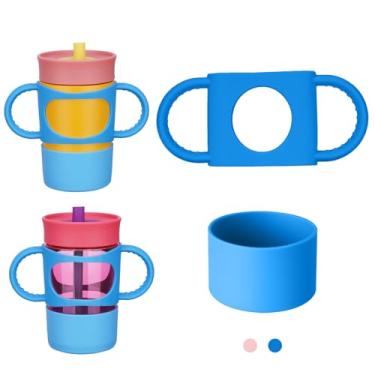 Imagem de NiHome Alça dupla de silicone e bota para copo infantil Owala 340 g 425 g, fácil de instalar para crianças segurarem e treinarem, proteção contra quedas na manga inferior com absorção de choque, macio