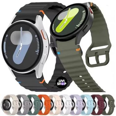 Imagem de Pulseira Compatível com Samsung Galaxy Watch 4, 5, 6, 7 e FE Galaxy Watch 7 40 e 44 mm Silicone Premium Fivela Metal (AZUL BEBE)