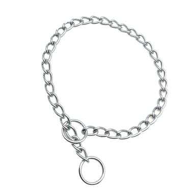 Imagem de Hicost Coleira de metal para cães de corrente pesada, ajustável à prova de intempéries, colar de liga de aço para cães pequenos, médios e grandes (P, prata)