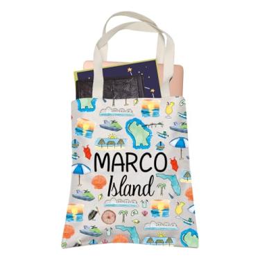 Imagem de LEVLO Bolsa para decoração de férias Florida Marco Island Marco Coastal Souvenir Shopping Bag FL Holiday Traveler Gift (Marco Island)