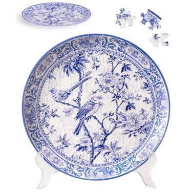 Imagem de PieceRelax Prato de quebra-cabeça 3D 124 peças - balé floral com pássaros - quebra-cabeça para adultos, prato decorativo com peças de plástico durável, presente ideal para decoração de casa ou