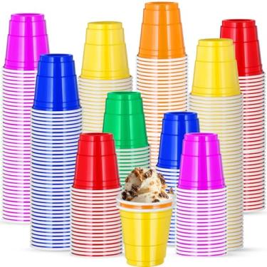 Imagem de 120 peças de copos multicoloridos de 60 ml, copos de shot de cores sortidas para beber, degustações, lanches, degustações e amostras de gelatina