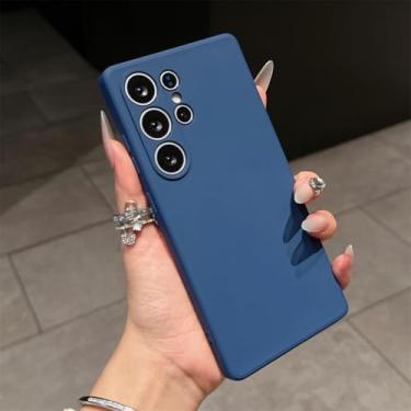 Imagem de Capa para Samsung S24FE em silicone líquido, cor de doces, à prova de choque, macia e completa (para Samsung S24FE/azul-marinho)