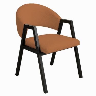 Imagem de Cadeira De Jantar Antonella Boucle Estilo Poltrona Com Pés Preto - 7 Decor Terracota