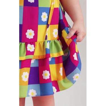 Imagem de Vestido Infantil Estampado Menina Lala Margarida Quadriculad - Se Tu B