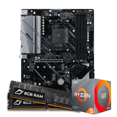 Imagem de Kit Upgrade Processador Ryzen 5 5600X + Placa Mãe Asrock X570 Pg 4 + Memória 16Gb Ddr4