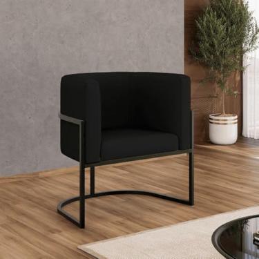Imagem de Poltrona Corino Decorativa Lua Recepção Base Ferro Black Cor:preto