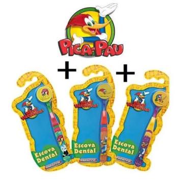 Imagem de Kit com 3 Unidades Escova Dental Infantil Cerdas Macias com Capa Prote