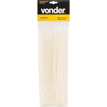 Imagem de Abraçadeira De Nylon 200x4,8mm Branca Com 100 Peças Vonder