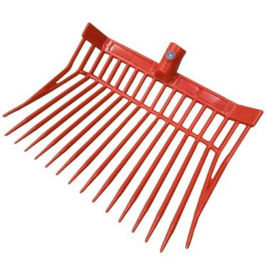 Imagem de Dualoai Cabeça de substituição para garfo de esterco de cavalo, ancinho de esterco de cavalo com dentes angulares, cabeça de forcado para feno, criação de, Vermelho