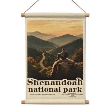 Imagem de SHOXREM Pôster de viagem do Parque Nacional Shenandoah – Pôsteres pendurados vintage com moldura de madeira para sala de estar, escritório, sala de aula, quarto, sala de jogos, decoração de parede de