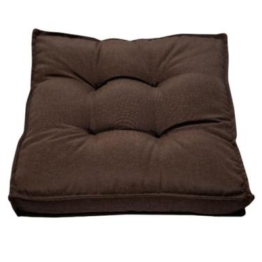 Imagem de Futon 70x70 Oxford Assento Turco Almofada Lisa Quadrada Alta Grande Pallet Sofa Shelter(Marrom)
