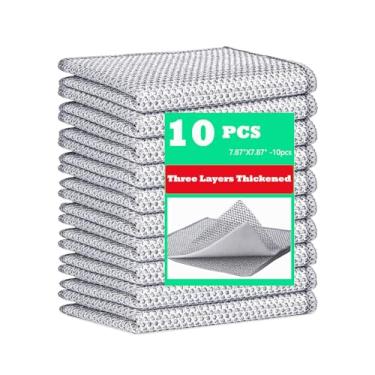 Imagem de NEWDEM 10 peças de pano de prato de metal de 3 camadas atualizado, aço antiarranhões, pano de lavar louça multiuso premium para limpeza molhada e seca, limpeza de cozinha, esfrega, limpeza de pias