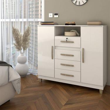 Imagem de Cômoda Reducio 2 Portas 4 Gavetas Branco - Panorama Móveis
