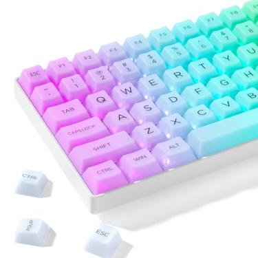 Imagem de Womier Teclas de teclado gelatinosas, teclas brancas transparentes 60 75 100 por cento 115 teclas, teclas transparentes personalizadas com perfil cereja para teclados mecânicos de jogos (branco)