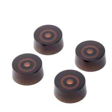 Imagem de DIAO79NI Botões de controle de velocidade de 18 estrias de tamanho métrico para guitarra elétrica Epiphone Les Paul SG Asia Import Guitar Bass Split Shaft Pots, café/branco (conjunto de 4)