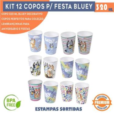 Imagem de Kit 12 Copos Bluey e Bingo 320 ml Para Lembrancinhas De Aniversário Co