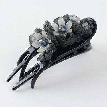 Imagem de Elegante Requintada Flor de Malha Clipe de Cabelo Flor Grampo de Bico de Pato Temperamento Ferramenta de Penteado Acessórios de Cabelo