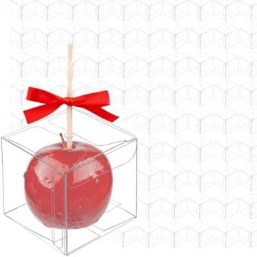 Imagem de HAKZEON 100 caixas transparentes de bolo de 5 x 5 x 5 cm com tampa de orifício, caixas de presente para lembrancinhas de festa de casamento de aniversário