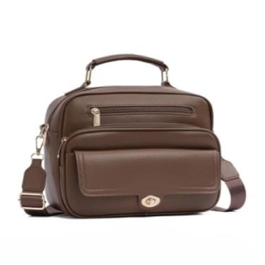 Imagem de Bolsa Transversal Feminina Casual com Alça Lateral Múltiplos Compartimentos Estilo Tiracolo (MARROM)