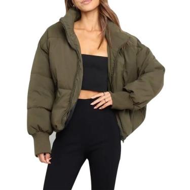 Imagem de Jaqueta feminina Gihuo, cortada no inverno, verde, tamanho L