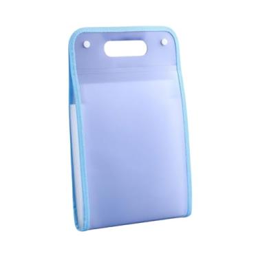 Imagem de Pasta Sanfonada Plástica A4 com 13 Divisórias – Organizadora de Arquivos e Documentos, Portátil, com Alça e 2 Fechos de Pressão – Escolar e Escritório (Azul)