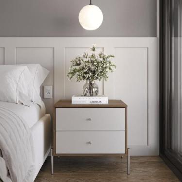 Imagem de Mesa de Cabeceira Jasper 63 cm - Móveis Província, Canella com Off Whi