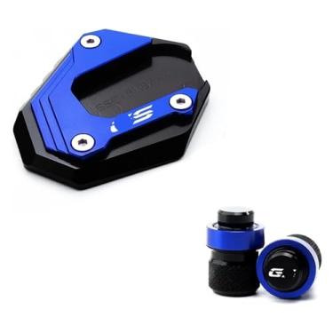 Imagem de Válvula de pneu para motocicleta Suporte lateral CNC Suporte Ampliador Pad compatível com F850GS F750GS F 750 850 GS Adventure 2018-2021 2022 (1 conjunto azul)