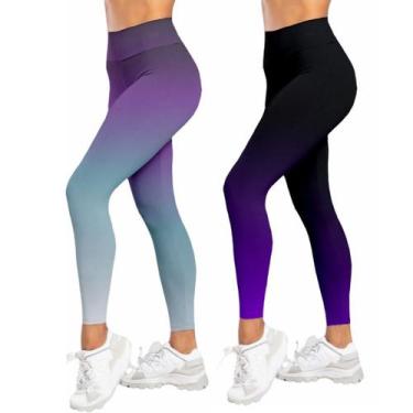 Imagem de Kit 2 Calça Legging Degrade Cós Alto Fitness Feminina Caminhada Academ