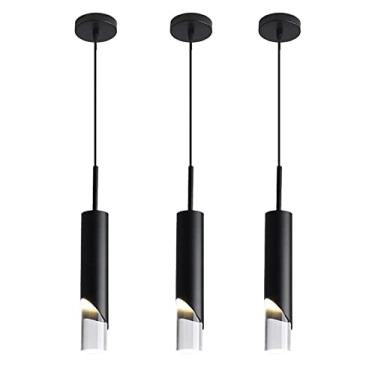 Imagem de Mini luzes pendentes pretas modernas para mesa de cabeceira do quarto, pequeno lustre ideal para ilha de cozinha, sala de jantar e decoração de bar, conjunto de 3