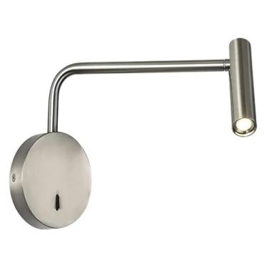 Imagem de Luminária de parede ajustável com braço oscilante de metal LED para interior, luminária de parede para estudo, leitura e cabeceira (níquel)