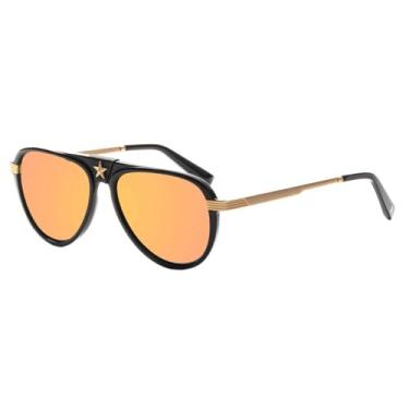 Imagem de Eyewear Designs Óculos de sol - Pôster polarizado preto Capitão Fantástico - Grande, proteção UV, armação de acetato feita à mão, aço inoxidável premium, lentes de grau de qualidade oftálmica