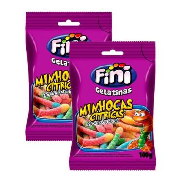 Imagem de Kit 2 Balas de Gelatina Fini Minhocas Cítricas Sortidas 100g