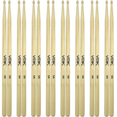 Imagem de Kit Pares de Baquetas Ponta de Madeira Maple Voik 5A, 8