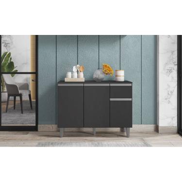 Imagem de Bancada P/ Cozinha Vanessa Cinza C/Tampo 3 Portas 1 Gaveta - AJL Móveis