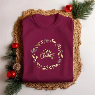 Imagem de Camiseta Unissex Natal Merry Christmas Guirlanda Festa Personalizada E