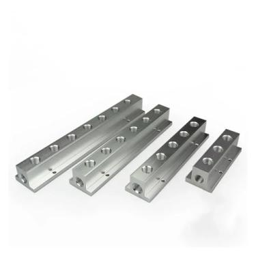 Imagem de 1 peça T tipo 1/10.2 cm rosca fêmea encaixe pneumático conector rápido distribuidor divisor de alumínio bloco de alumínio para compressor de ar (3 vias 5 portas)