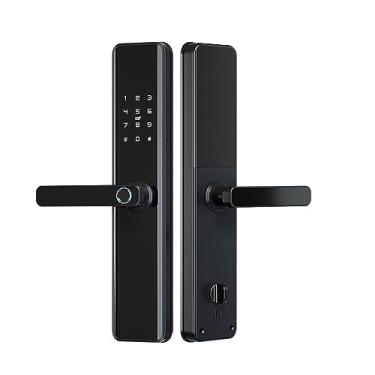 Imagem de Fechadura Eletronic fechaduras de porta Alexa controle de voz biométrico impressão digital entrada inteligente maçaneta casa app fechadura inteligente (cor: vermelho 240 24 6068) (preto 240 24 6068)