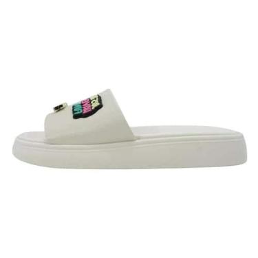 Imagem de Chinelo Moleca Slide Com Emoji, 37, Branco off