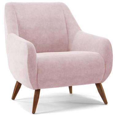 Imagem de Poltrona Decorativa Fixa Pés de Madeira Paloma D02 Veludo Rosê C-305 - Lyam Decor