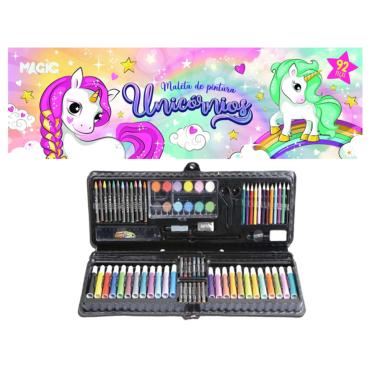 Imagem de Estojo Maleta Pintura Unicórnios 92 Peças Arts Grupo Magic